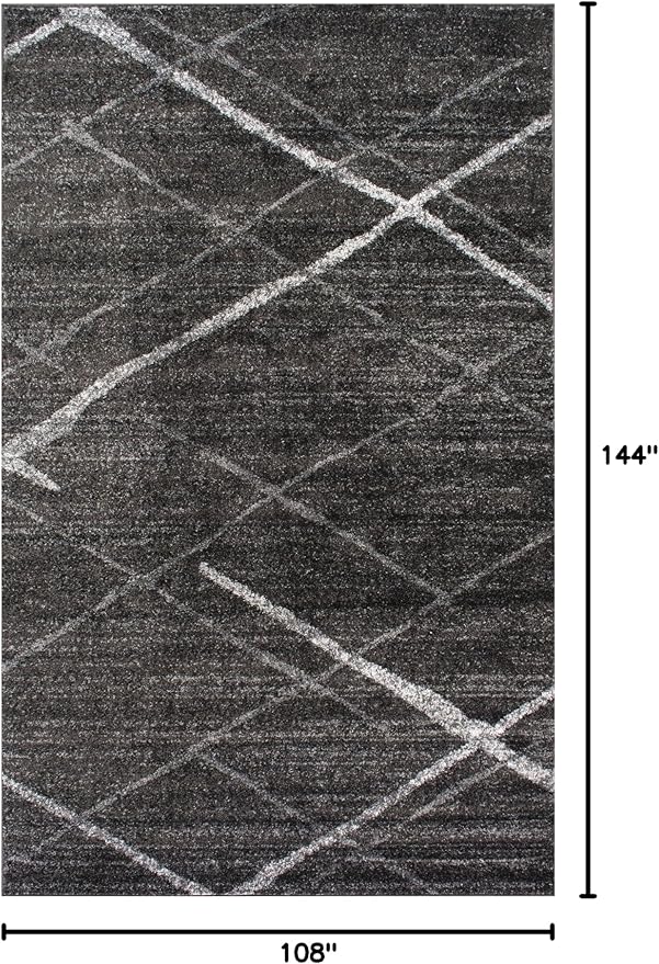 nuLOOM 9x12 Thigpen Contemporary Area Rug, Charcoal, Abstract Lines, Non-Slip Backing, Stain Resistant, For Bedroom, Dining Room, Living Room, Hallway, Office, Kitchen, Entryway