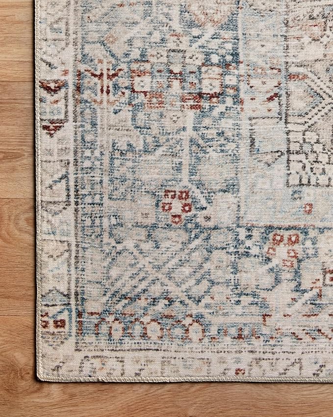 Loloi Chris Loves Julia Jules Collection JUL-07 Natural/Ocean 5'-0'' x 7'-6'', .13" Pile Height, Area Rug