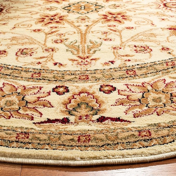 SAFAVIEH Lyndhurst Collection 5'3" Round Ivory / Ivory LNH212L Traditional Oriental Non-Shedding Dining Room Entryway Foyer Living Room Bedroom Area Rug