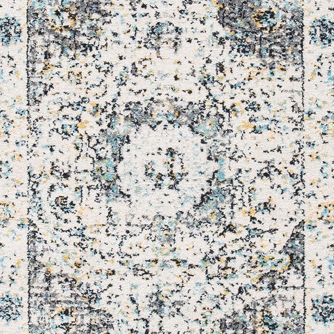 SAFAVIEH Evoke Collection 2'2" x 9' Grey / Gold EVK220B Shabby Chic Oriental Medallion Non-Shedding Living Room Entryway Foyer Hallway Bedroom Runner Rug