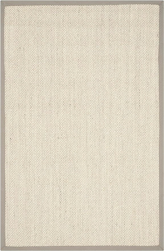 SAFAVIEH Natural Fiber Collection Accent Rug - 2' x 3', Marble & Khaki, Border Sisal Design, Easy Care, Ideal for High Traffic Areas in Entryway, Living Room, Bedroom (NF143E)