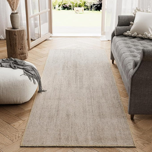 jinchan Modern Runner Rug 2x5 Washable Hallway Rug Grid Runner Indoor Floor Cover Geometric Contemporary Non Slip Soft Carpet for Kitchen Bedroom Laundry Room Home Office Ivory