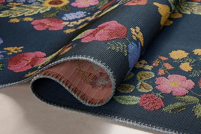 Loloi Rifle Paper Co. Perennial Collection Blossom PRN-01 Navy 7'-10" x 11'-2" Indoor/Outdoor Area Rug