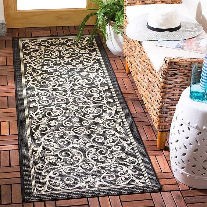SAFAVIEH Courtyard Collection 5'3" x 7'7" Terracotta / Natural CY2098 Scroll Indoor/ Outdoor Waterproof Easy Cleaning Patio Backyard Mudroom Area Rug