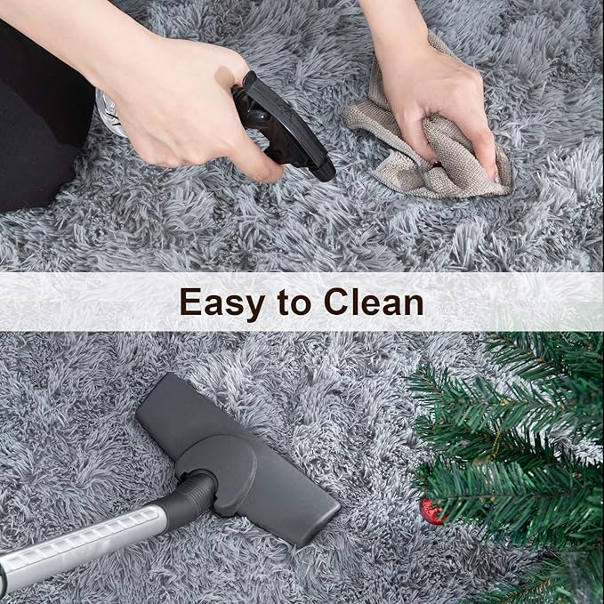 TWINNIS Super Soft Shaggy Rugs Fluffy Carpets, 4x5.9 Feet, Indoor Modern Plush Area Rugs for Living Room Bedroom Kids Room Nursery Home Decor, Upgrade Anti-Skid Rectangular Fuzzy Rug, Grey