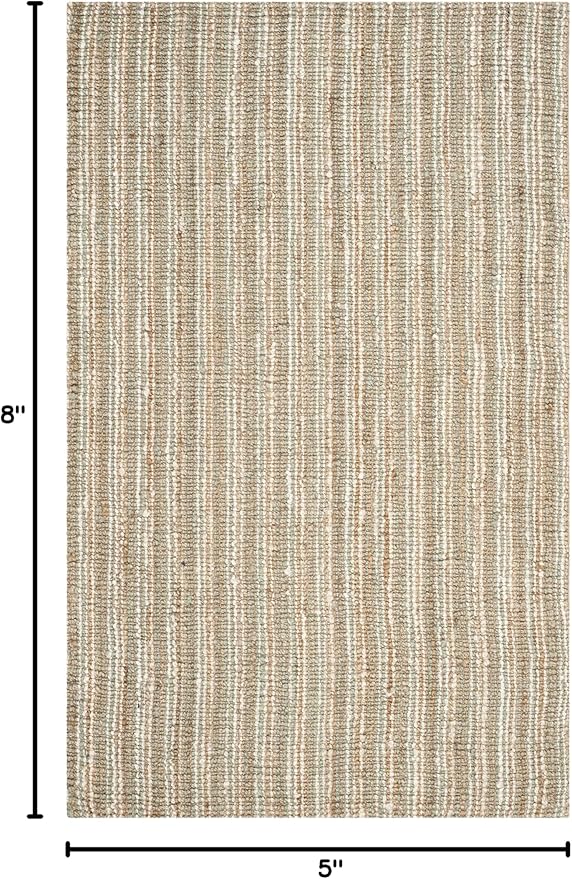 SAFAVIEH Natural Fiber Collection Area Rug - 5' x 8', Sage & Natural, Handmade Chunky Textured Jute 0.75-inch Thick, Ideal for High Traffic Areas in Living Room, Bedroom (NF447S)