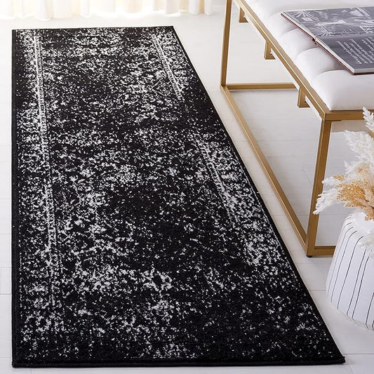 SAFAVIEH Adirondack Collection Runner Rug - 2'6" x 8', Black & Ivory, Oriental Distressed Design, Non-Shedding & Easy Care, Ideal for High Traffic Areas in Living Room, Bedroom (ADR109Z)