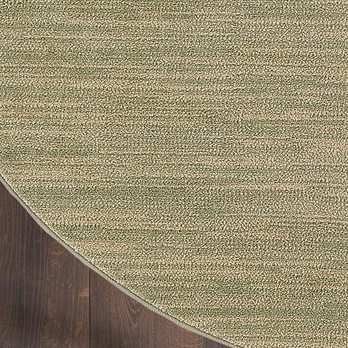 Nourison Essentials Indoor/Outdoor Green Gold 8' x Round Area Rug, Easy Cleaning, Non Shedding, Bed Room, Living Room, Dining Room, Backyard, Deck, Patio (8 Round)