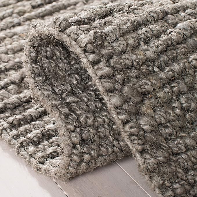 SAFAVIEH Natural Fiber Collection Runner Rug - 2'6" x 8', Light Grey, Handmade Chunky Textured Jute 0.75-inch Thick, Ideal for High Traffic Areas in Living Room, Bedroom (NF447G)