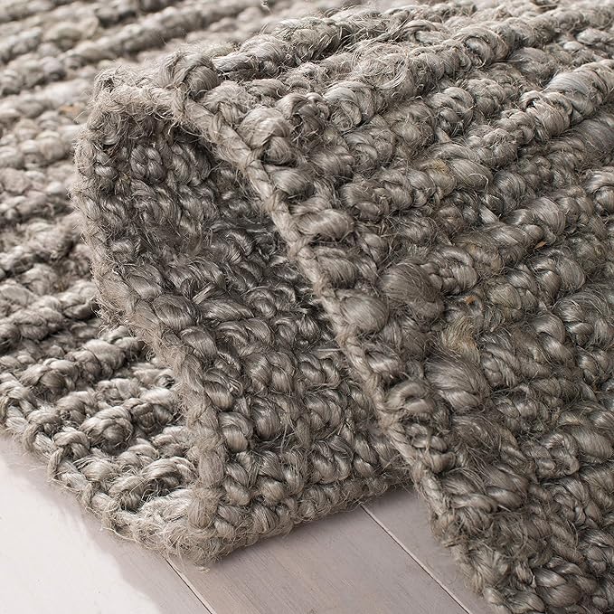 SAFAVIEH Natural Fiber Collection Runner Rug - 2'6" x 10', Light Grey, Handmade Chunky Textured Jute 0.75-inch Thick, Ideal for High Traffic Areas in Living Room, Bedroom (NF447G)