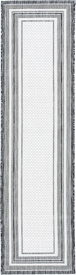 SAFAVIEH Courtyard Collection Runner Rug - 2'3" x 6'7", Ivory & Black, Non-Shedding & Easy Care, Indoor/Outdoor & Washable-Ideal for Patio, Backyard, Mudroom (CY8475-53712)