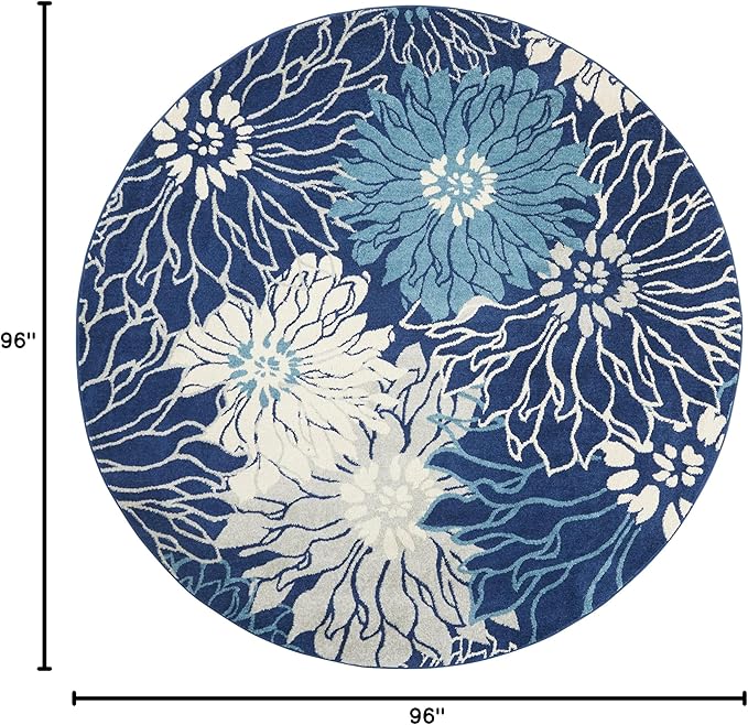 Nourison Passion 8' X Round Area Rugs with Navy and Ivory Finish 099446817679