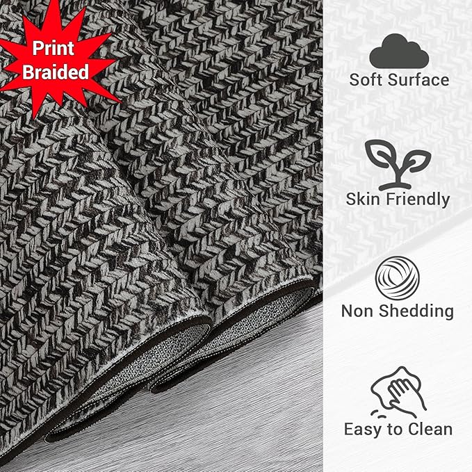 Washable Area Rugs 9x12 Rug Living Room Rug Modern Rugs for Bedroom Blue Geometric Soft Large Area Rug Non Slip Throw Rugs Stain Resistant Carpet for Nursery Dining Room 9'x12' Black/Grey