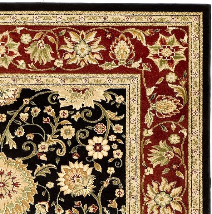 SAFAVIEH Lyndhurst Collection Area Rug - 8' x 11', Black & Red, Traditional Oriental Design, Non-Shedding & Easy Care, Ideal for High Traffic Areas in Living Room, Bedroom (LNH212G)