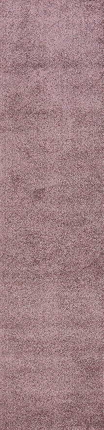 JONATHAN Y SEU100R-28 Haze Solid Low-Pile Indoor Runner-Rug, Coastal, Bohemian, Minimalist Easy-Washing,Bedroom,Kitchen,Living Room,Non Shedding, Light Purple, 2 X 8