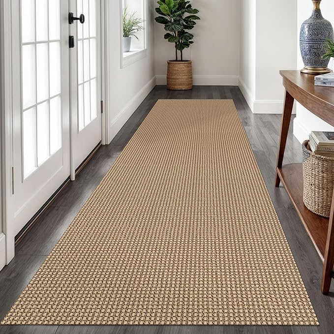 Braided Runner Rug 3x10 Ft Washable Runners for Hallways Non Slip Kitchen Runner Rug Cotton Long Entryway Runner Indoor, Woven Carpet for Hall Kitchen Entryway, Orange/Tan/Brown