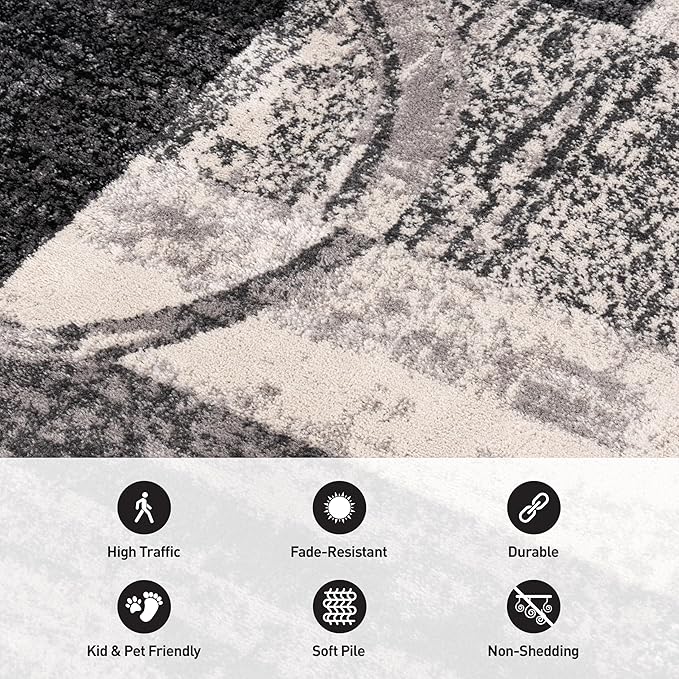 Rugshop Contemporary Abstract Circle Design Soft Runner Rug 2' x 10' Cream