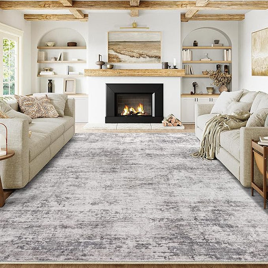 5x7 Machine Washable Rugs Gray Hallway Area Rug Indoor Accent Rug Abstract Low Pile Carpet Distressed Throw Aesthetic Rug Bedroom Living Room Office Dining Room Kitchen Laundry Room Non Slip