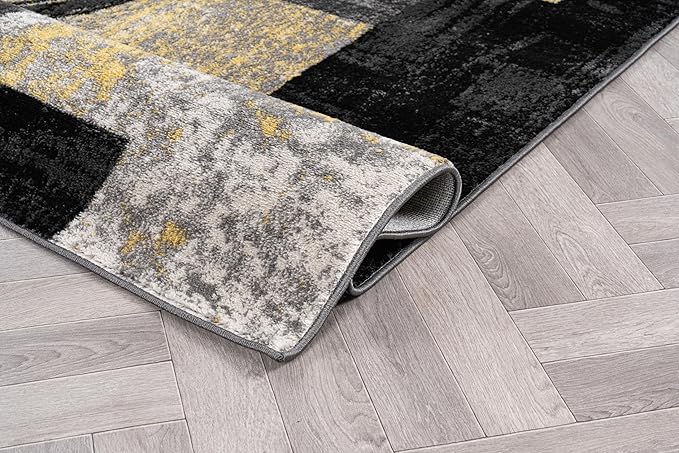 Rugshop Contemporary Abstract Circle Design Soft Runner Rug 2' x 7'2" Yellow
