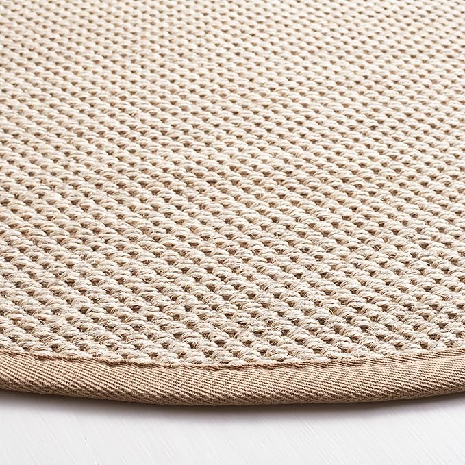 SAFAVIEH Natural Fiber Collection Area Rug - 10' Round, Marble & Linen, Border Sisal Design, Easy Care, Ideal for High Traffic Areas in Living Room, Bedroom (NF143B)