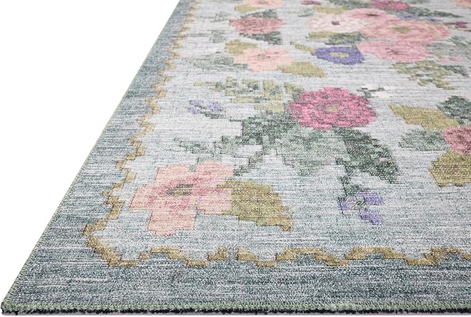 Loloi Rifle Paper Co. Rosa Collection RSA-02 Sky 7'-6" x 9'-6" Area Rug