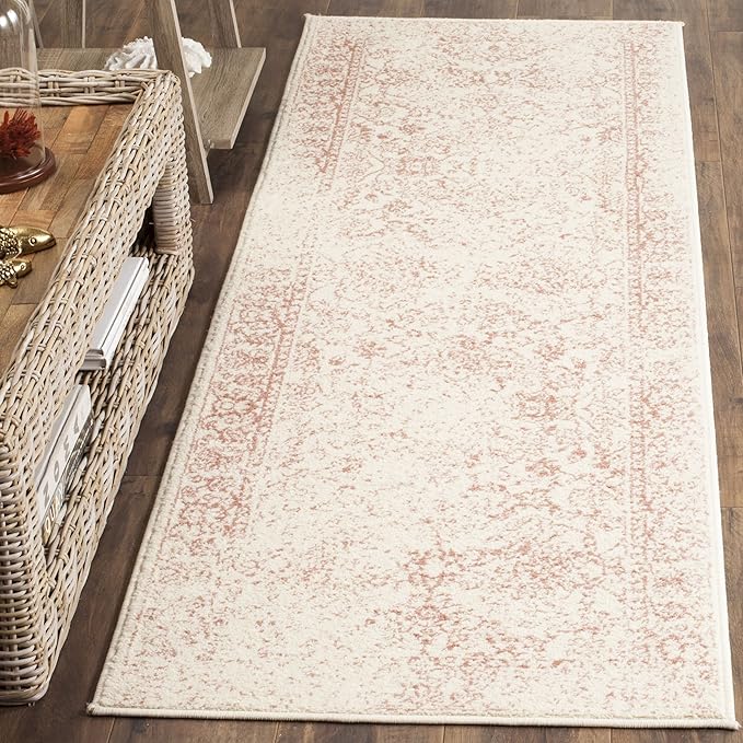 SAFAVIEH Adirondack Collection Runner Rug - 2'6" x 8', Ivory & Rose, Oriental Distressed Design, Non-Shedding & Easy Care, Ideal for High Traffic Areas in Living Room, Bedroom (ADR109H)