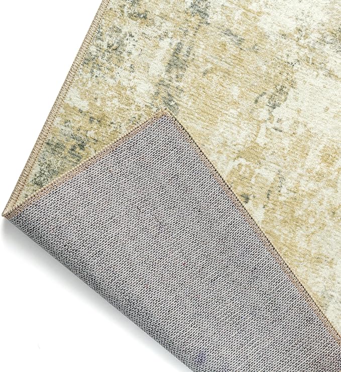 4x6 Area Rugs for Living Room Beige Grey Non Slip Washable Neutral Modern Abstract Indoor Rug Thin Soft Throw Low Pile Kitchen Carpet for Bedroom Dining Room Farmhouse Home Office Decor
