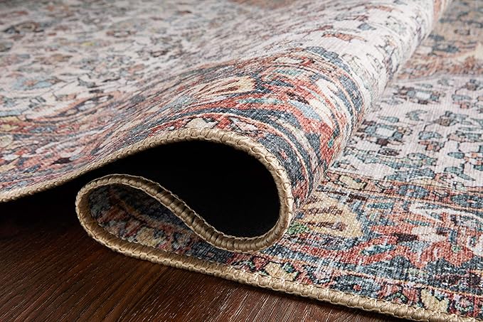 Loloi II Wynter Collection WYN-01 Red/Multi 2'-3" x 3'-9", .13" Thick, Accent Rug, Soft, Durable, Printed, Vintage Inspired, Low Pile, Non-Shedding, Easy Clean, Living Room Rug
