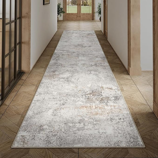3X10 Runner Rug Washable Hallway Area Rug Indoor Accent Rug Abstract Non Slip Low Pile Carpet Distressed Throw Rugs for Bedroom Living Office Kitchen Laundry Bathroom