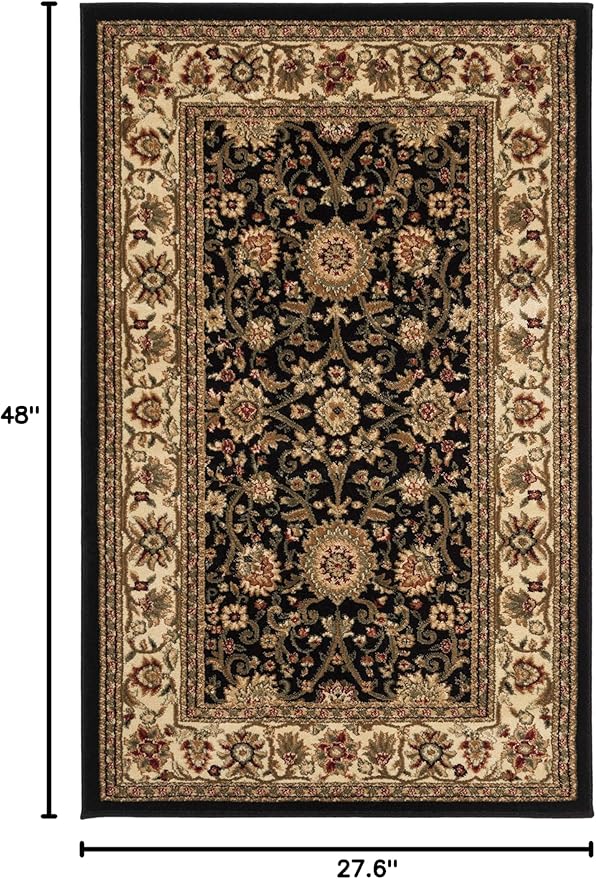 SAFAVIEH Lyndhurst Collection Accent Rug - 2'3" x 4', Black & Ivory, Traditional Oriental Design, Non-Shedding & Easy Care, Ideal for High Traffic Areas in Entryway, Living Room, Bedroom (LNH212A)