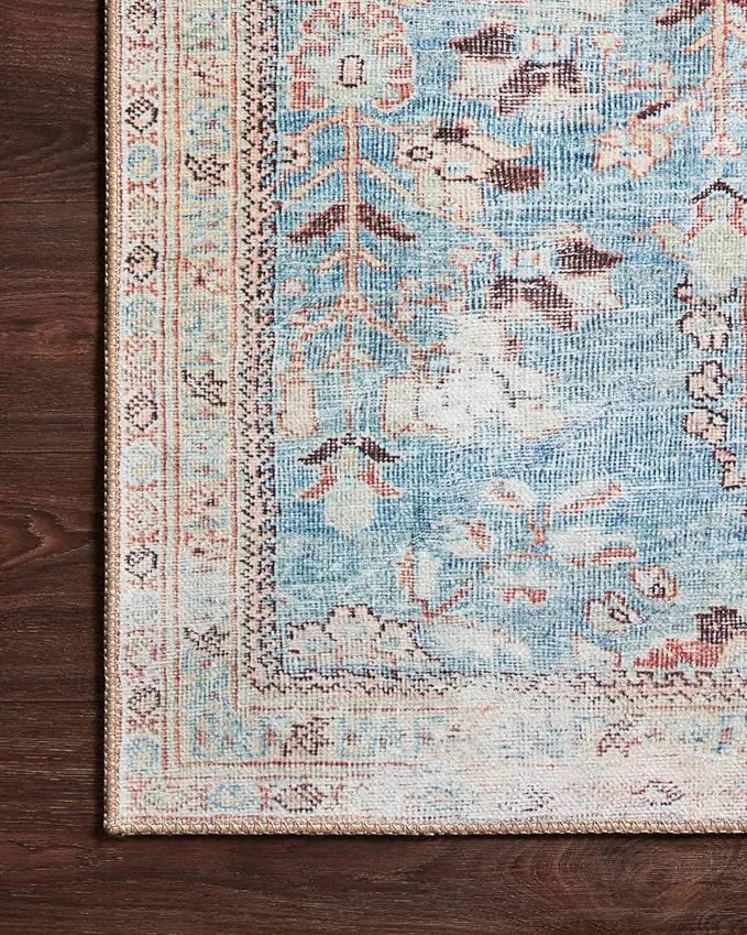 Loloi II Wynter Collection WYN-06 Teal/Multi 2'-6" x 12'-0", .13" Thick, Runner Rug, Soft, Durable, Printed, Vintage Inspired, Low Pile, Non-Shedding, Easy Clean, Living Room Rug