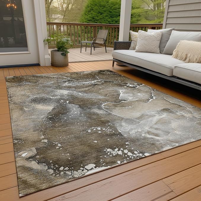 Addison Rugs Chantille ACN518 Brown 2'6" x 3'10 Indoor Outdoor Area Rug, Stain Resistant, Machine Washable, Non Shedding, Bedroom, Living Room, Dining Room, Kitchen Rug