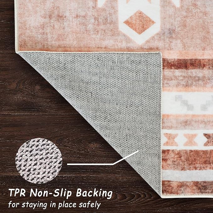 vivorug Washable Rug, Ultra Soft Runner Rug 2x7, Non Slip Floor Carpet, Runners for Hallway Living Room Indoor, Moroccan Western (Camel, 2'x7')