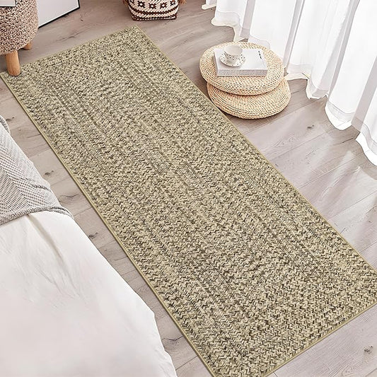Printed Runner Rugs for Hallway 2x10 Washable Kitchen Rug Non Slip Modern Rug Farmhouse Soft Hallway Runner Contemporary Low Pile Rugs for Living Room Bedroom Decor Nursery, Beige/Grey