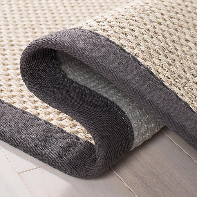 SAFAVIEH Natural Fiber Collection Area Rug - 10' x 14', Marble & Khaki, Border Sisal Design, Easy Care, Ideal for High Traffic Areas in Living Room, Bedroom (NF143E)