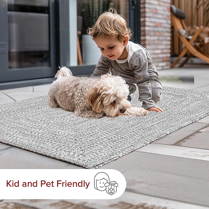 nuLOOM 2' x 10' Solid Hand Braided Indoor/Outdoor Area Rug, Pet-Friendly, High Traffic, Weather Resistant, for Patio, Balcony, Bedroom, Living, Dining Room, Wynn Salt and Pepper