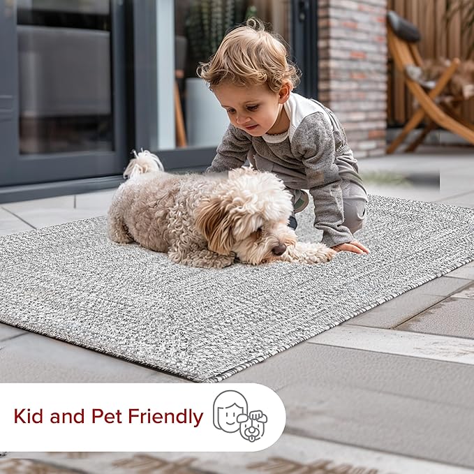 nuLOOM 2' x 14' Solid Hand Braided Indoor/Outdoor Area Rug, Pet-Friendly, High Traffic, Weather Resistant, for Patio, Balcony, Bedroom, Living, Dining Room, Wynn Salt and Pepper
