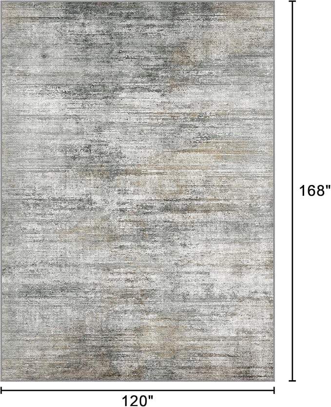 Bavni 10x14 Area Rugs, Abstract Modern Living Room Rugs, Large Machine Washable Rug Non-Slip, Soft Pet Friendly Rugs for Bedroom, Playroom, Dining Room, Granite Gray