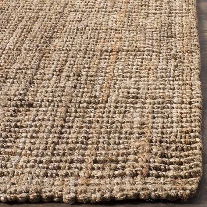 SAFAVIEH Natural Fiber Collection Area Rug - 11' Square, Natural, Handmade Chunky Textured Jute 0.75-inch Thick, Ideal for High Traffic Areas in Living Room, Bedroom (NF447A)