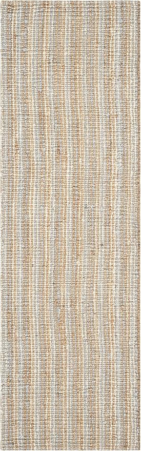 SAFAVIEH Natural Fiber Collection Runner Rug - 2'6" x 12', Grey & Natural, Handmade Chunky Textured Jute 0.75-inch Thick, Ideal for High Traffic Areas in Living Room, Bedroom (NF447K)