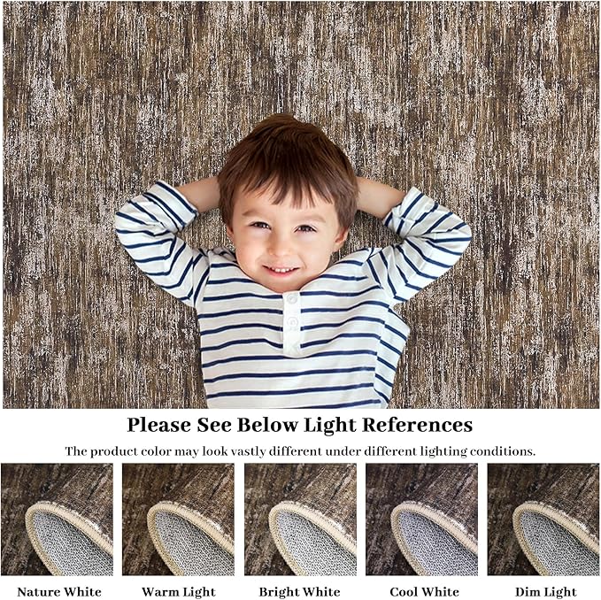 2x6 Runner Rug Washable Kitchen Runner Rug Modern Abstract Runner Mat for Hallway Contemporary Solid Rug Non-Slip Foldable Aesthetic Accent Floor Carpet for Living Room Bedroom, Brown