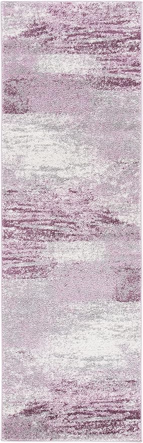 SAFAVIEH Adirondack Collection Runner Rug - 2'6" x 10', Grey & Purple, Modern Abstract Design, Non-Shedding & Easy Care, Ideal for High Traffic Areas in Living Room, Bedroom (ADR112V)