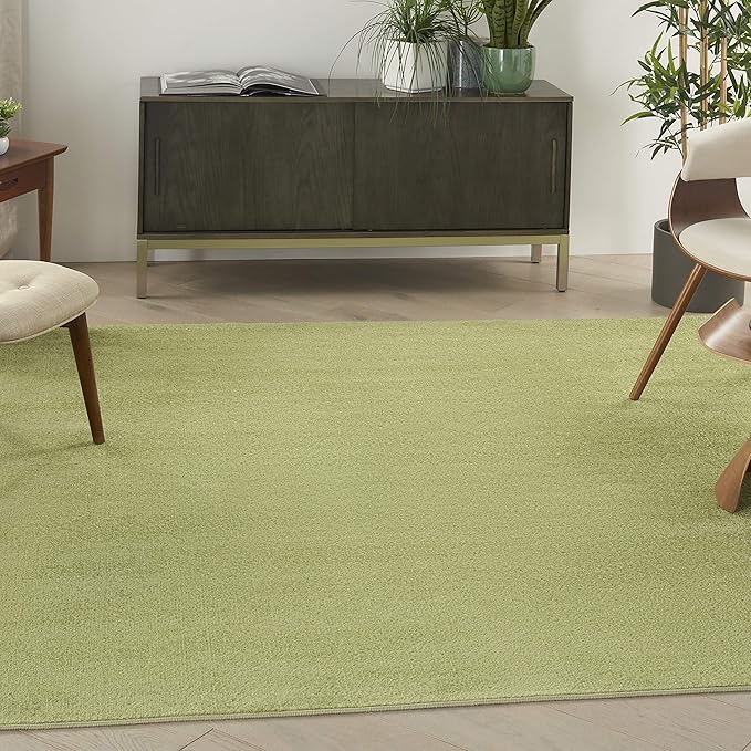 Nourison Essentials Indoor/Outdoor Green 7' x Square Area Rug, Easy Cleaning, Non Shedding, Bed Room, Living Room, Dining Room, Backyard, Deck, Patio (7 Square)