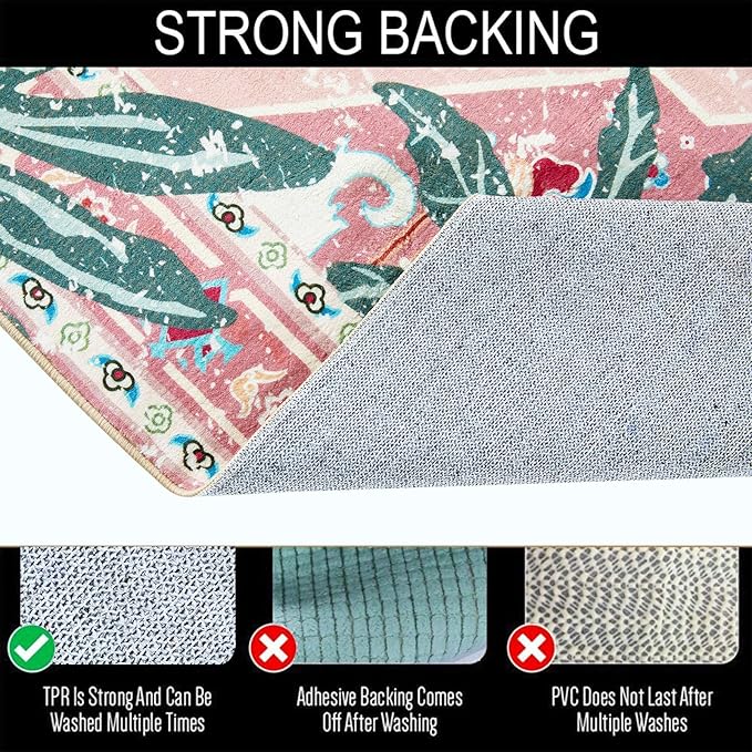 Washable Pink Rugs Thin Oriental Boho Vintage Cute Tropical Leopard 6ft Round Area Rugs for Bedroom Kitchen Dining Living Room Office Indoor Entryway Distressed Nursery Circle Carpet