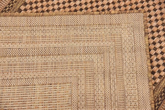 Unique Loom Outdoor Border Collection Area Rug - Multi Border (3' 3" x 5' Rectangle, Light Brown/ Brown)