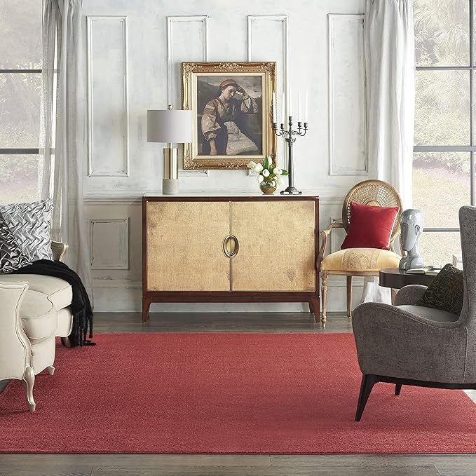 Nourison Essentials Indoor/Outdoor Brick Red 8' x 10' Area Rug, Easy Cleaning, Non Shedding, Bed Room, Living Room, Dining Room, Backyard, Deck, Patio (8x10)
