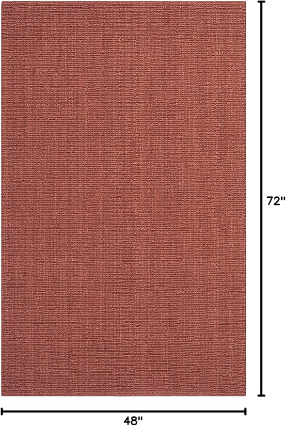 SAFAVIEH Natural Fiber Collection Accent Rug - 4' x 6', Rust, Handmade Chunky Textured Jute 0.75-inch Thick, Ideal for High Traffic Areas in Entryway, Living Room, Bedroom (NF447C)
