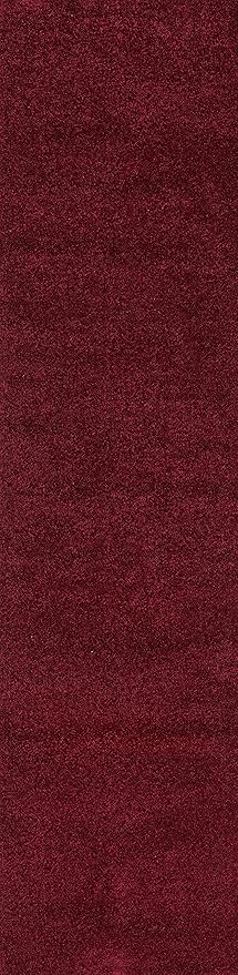 JONATHAN Y SEU100Q-210 Haze Solid Low-Pile Indoor Runner-Rug, Coastal, Bohemian, Minimalist Easy-Washing,Bedroom,Kitchen,Living Room,Non Shedding, Dark Red, 2 X 10
