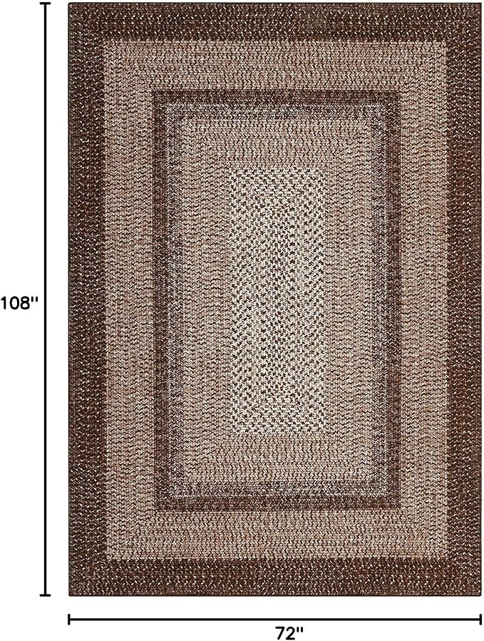 Washable Area Rug 6x9 Rug for Living Room Modern Rugs for Bedroom Decor Brown Rug Imitation Braided Non Slip Throw Rugs Stain Resistant Carpet for Nursery Dining Room 6'x9' Dark Brown