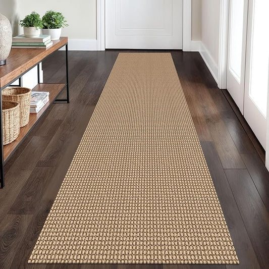 Braided Runner Rug 2x8 Ft Washable Runners for Hallways Non Slip Kitchen Runner Rug Cotton Entryway Runner Indoor, Woven Floor Carpet for Hall Kitchen Bedroom, Orange/Tan/Brown